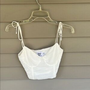 Princess Polly White Ruched Crop Camisole- Size 4